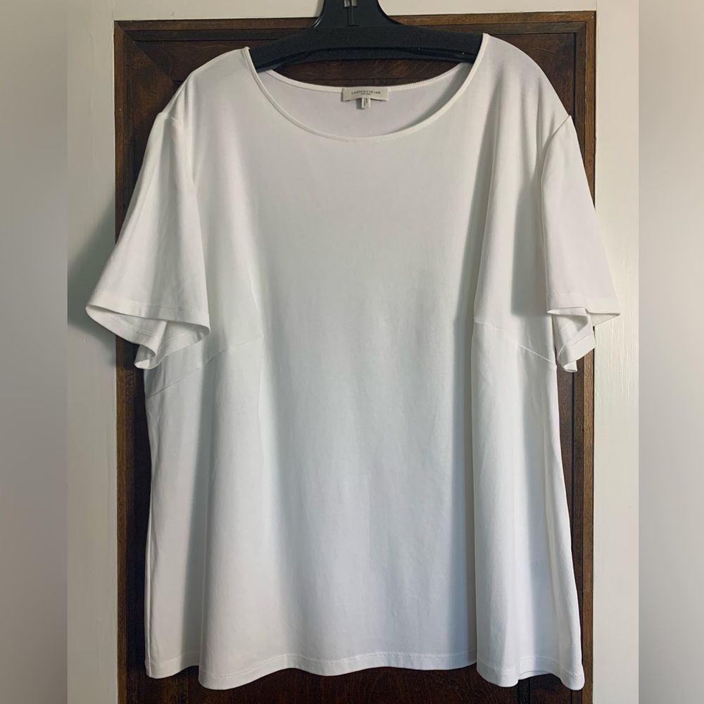 Lafayette 148 NY Cotton Rib Crew Neck T-Shirt 3X White Excellent Condition - Picture 2 of 9